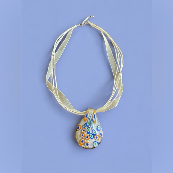 Multicolor Glass Pendant Necklace - Picture 2 of 7